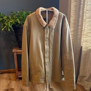 Hurley Men's Tan Jacket with Sherpa Collar